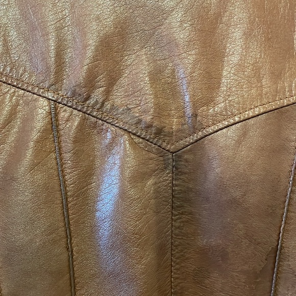 Vintage Neto cognac rust brown tan leather jacket biker boxy - Picture 11 of 12